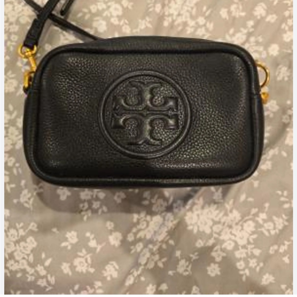 Tory Burch Black Pebbled Leather Crossbody Bag